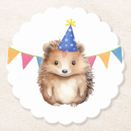 かわいいハリネズミの子供の誕生日パーティー ペーパーコースター