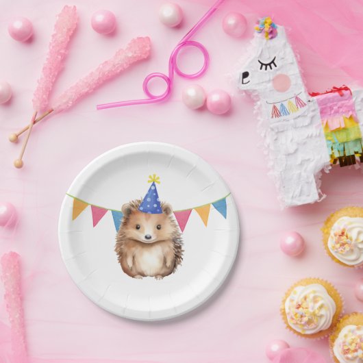 かわいいハリネズミの子供の誕生日パーティー ペーパープレート (パーティー)