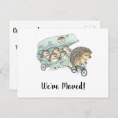 かわいいハリネズミの家族引っ越しました ポストカード (正面/裏面)