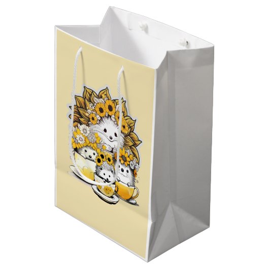 かわいいハリネズミの年代 ミディアムペーパーバッグ (正面アングル)