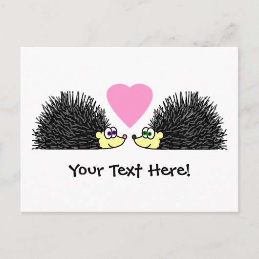 かわいいハリネズミの恋 ポストカード (正面)