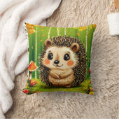 かわいいハリネズミの樺の木林 クッション (ブランケット)