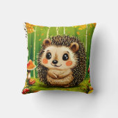 かわいいハリネズミの樺の木林 クッション (裏面)