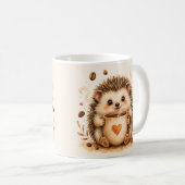 かわいいハリネズミの水彩画アート コーヒーマグカップ (正面右)