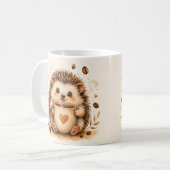 かわいいハリネズミの水彩画アート コーヒーマグカップ (正面左)