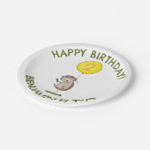 かわいいハリネズミの漫画のパーソナライズされた誕生日 ペーパープレート (アングル)