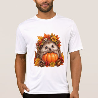 かわいいハリネズミの秋のかぼちゃの収穫 Tシャツ