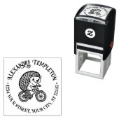 かわいいハリネズミの自転車名差出人住所 セルフインキングスタンプ (インサイチュ)