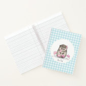 かわいいハリネズミの花ブルーパターン ノートブック (内部)