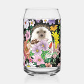 かわいいハリネズミの花 ガラス缶 (正面)