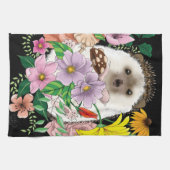 かわいいハリネズミの花 キッチンタオル (横)