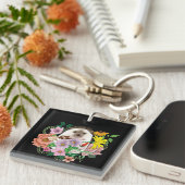 かわいいハリネズミの花 キーホルダー (正面右)