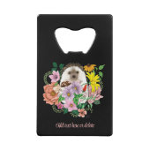 かわいいハリネズミの花 クレジットカード栓抜き (正面)