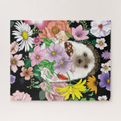 かわいいハリネズミの花 ジグソーパズル (横)