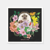 かわいいハリネズミの花 スタンダードカクテルナプキン (正面)