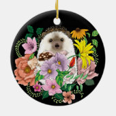 かわいいハリネズミの花 セラミックオーナメント (裏面)