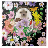 かわいいハリネズミの花 タイル (正面)