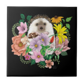 かわいいハリネズミの花 タイル (正面)