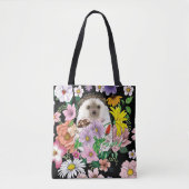 かわいいハリネズミの花 トートバッグ (正面)