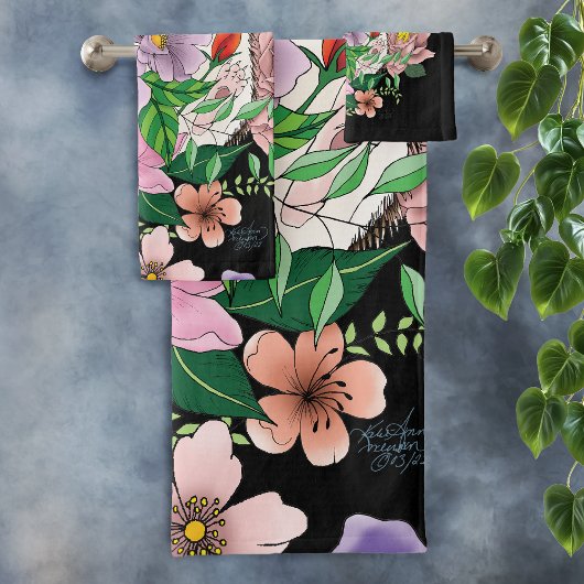 かわいいハリネズミの花 バスタオルセット