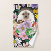 かわいいハリネズミの花 バスタオルセット (ハンドタオル)