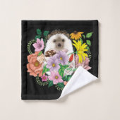 かわいいハリネズミの花 バスタオルセット (ウォッシュタオル)