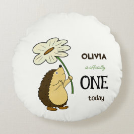 かわいいハリネズミの花 ラウンドクッション