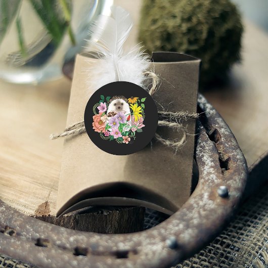 かわいいハリネズミの花 ラウンドシール