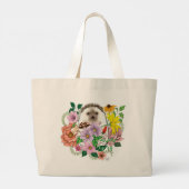 かわいいハリネズミの花 ラージトートバッグ (裏面)