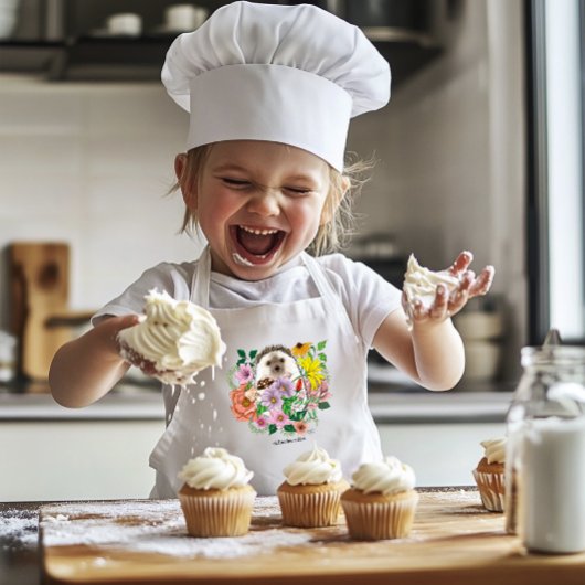 かわいいハリネズミの花 子供用エプロン