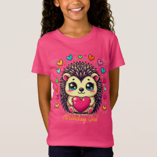 かわいいハリネズミの誕生日の女の子 Tシャツ