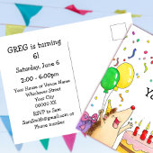 かわいいハリネズミの誕生日パーティー インビテーションポストカード