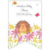 かわいいハリネズミの赤ちゃんパーソナライズされたシャワー バンティングフラッグ (第2の旗)