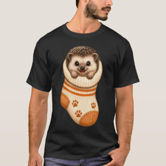 かわいいハリネズミの赤ちゃん靴下 ハリネズミママ Tシャツ