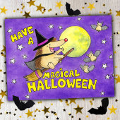 かわいいハリネズミの魔女のハロウィン ポストカード