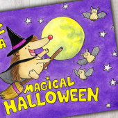 かわいいハリネズミの魔女のハロウィン ポストカード