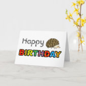 かわいいハリネズミハッピーバースデー カード (黄色い花)