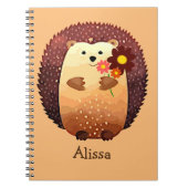 かわいいハリネズミ動物おもしろい名前をカスタムするまたはラベル ノートブック (正面)