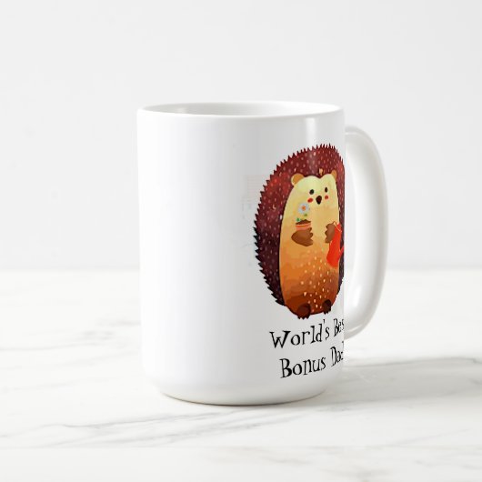 かわいいハリネズミ動物ワールド最高ののボーナスパパ コーヒーマグカップ (正面右)