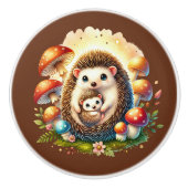 かわいいハリネズミ好きの動物 セラミックノブ (正面)