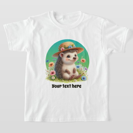 かわいいハリネズミ好きの女の子 Tシャツ (レイダウン)