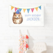 かわいいハリネズミ子供の誕生日パーティー 横断幕 (インサイチュ)