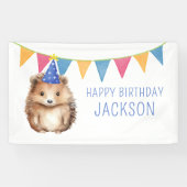 かわいいハリネズミ子供の誕生日パーティー 横断幕 (横)