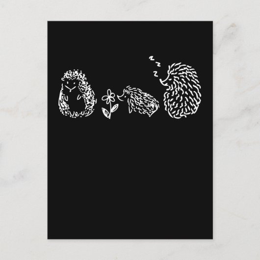 かわいいハリネズミ家族の眠るペット ポストカード (正面)