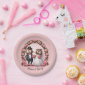 かわいいハリネズミ新郎新婦結婚の紙プレート ペーパープレート (パーティー)