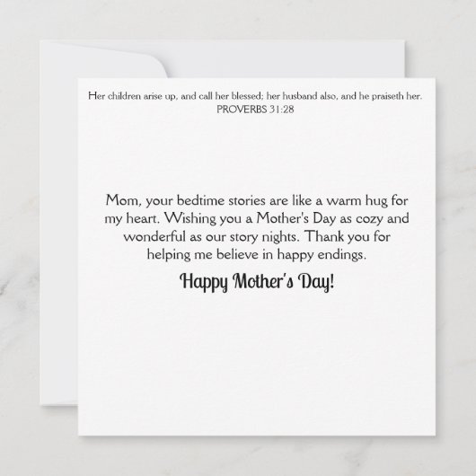 かわいいハリネズミ母ベビーベッドタイムストーリーマザーズデイ カード (裏面)