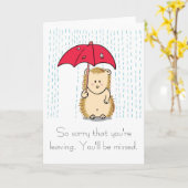 かわいいハリネズミ漫画のお別れカード カード (黄色い花)