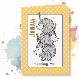 かわいいハリネズミ漫画ハッピーバースデー 子供へ カード