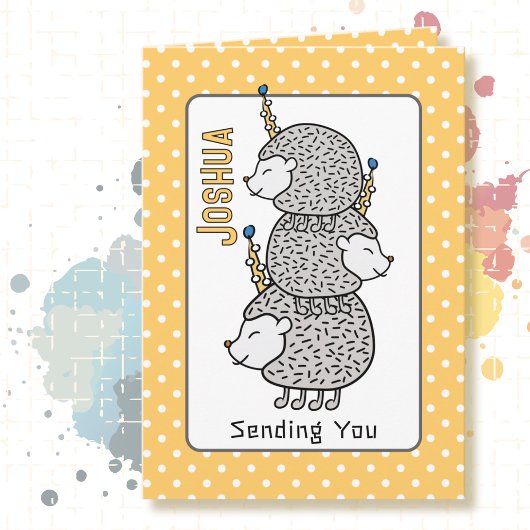 かわいいハリネズミ漫画ハッピーバースデー 子供へ カード