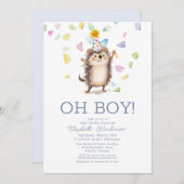 かわいいハリネズミ男の子の赤ちゃんシャワー 招待状 (正面/裏面)